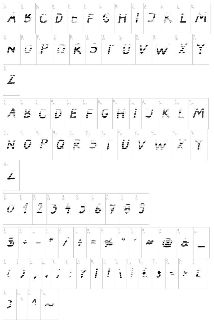 Darbog font map